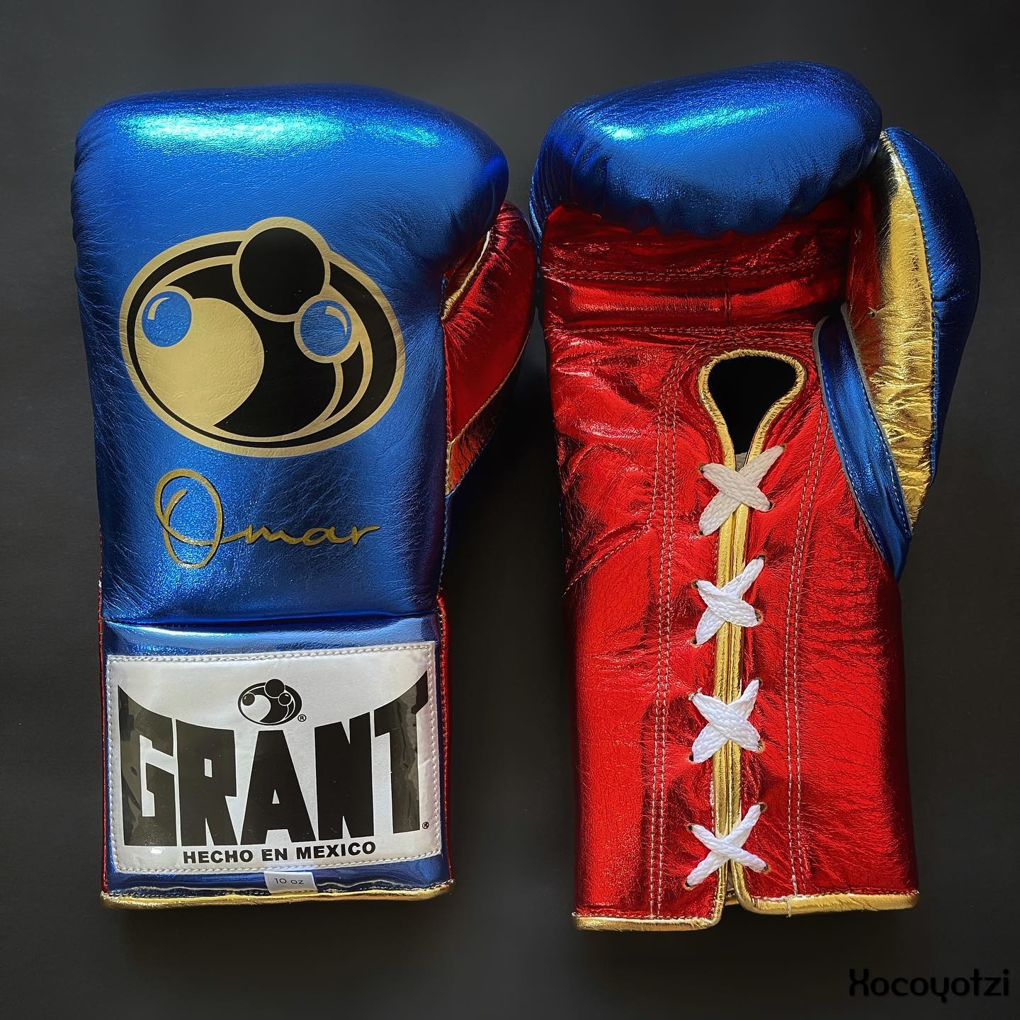 Grant Boxing Gloves Blue/Red/Gold Competition