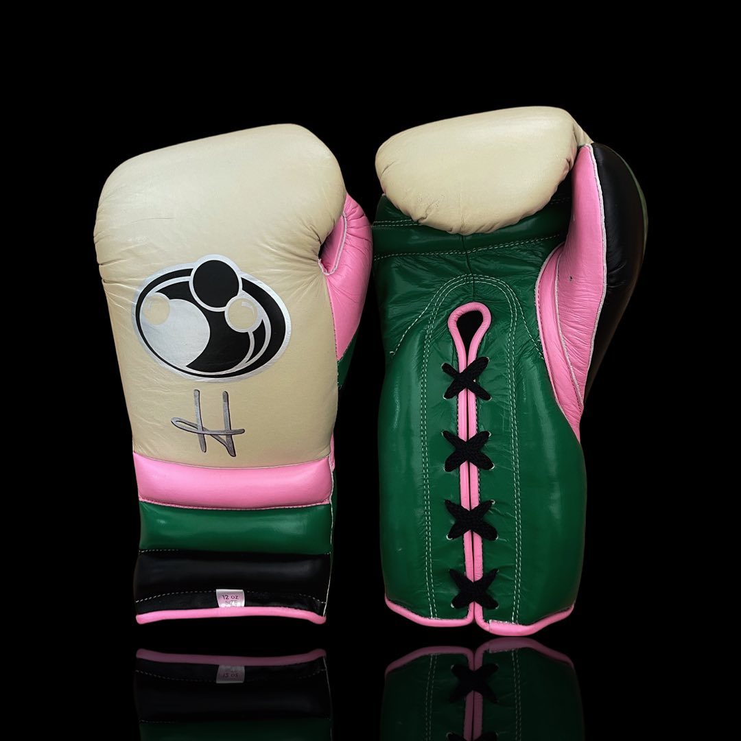 Grant Boxing Gloves Beige/Green/Pink Competition