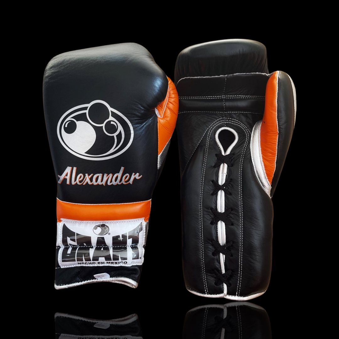 Grant Boxing Gloves Black/Orange/White Lace-Up 16oz