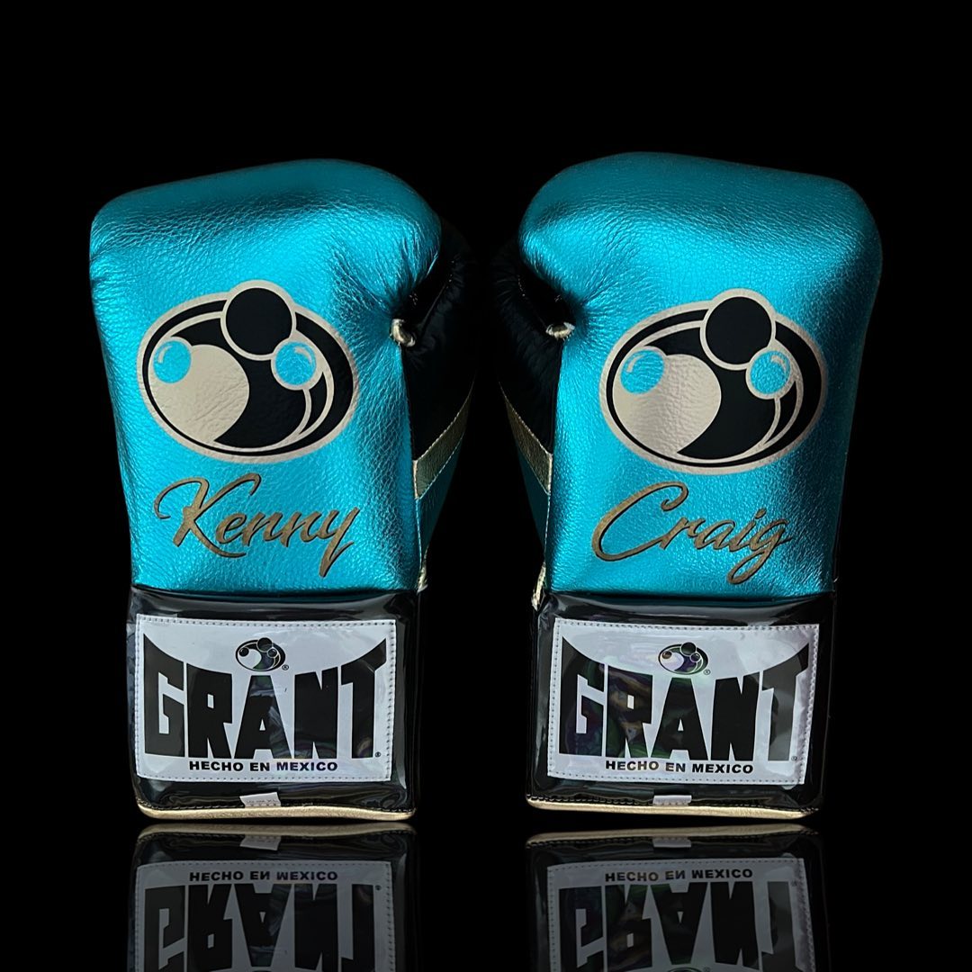 Grant Boxing Gloves in Blue/Black colorway - Professional Lace-Up training gloves