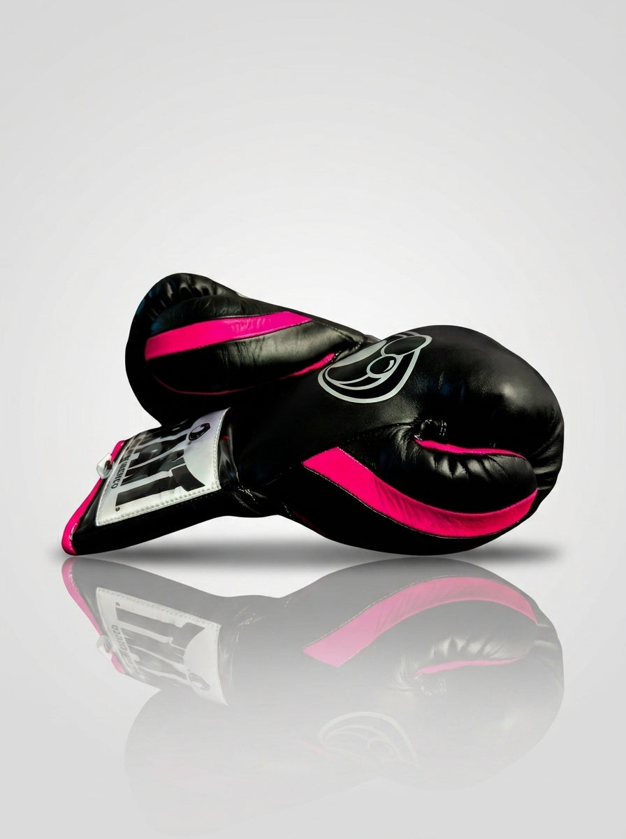 Grant Lace-Up Pro Boxing Gloves – Black/Hot Pink