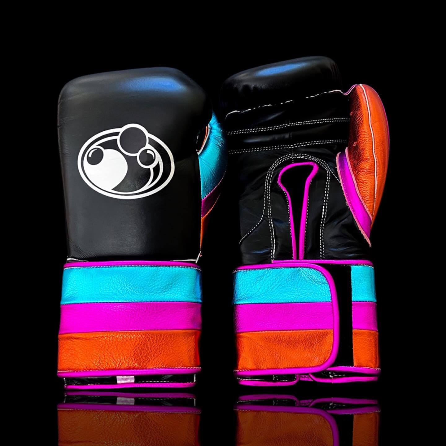 Grant Boxing Gloves in Black/Blue/Pink/Orange colorway - Professional Velcro training gloves