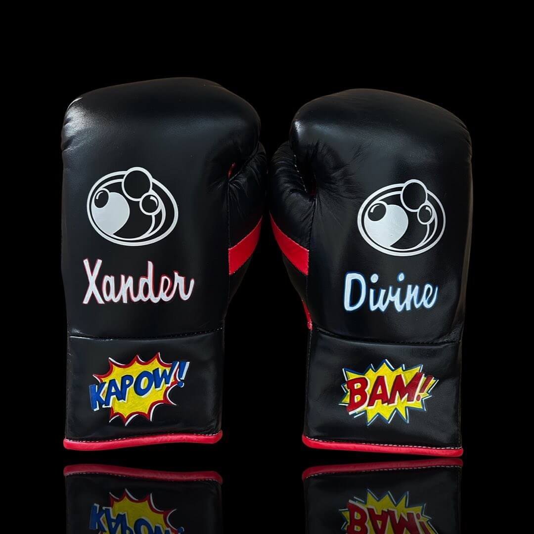 Grant Boxing Gloves in Black/Red colorway - Professional Lace-Up training gloves