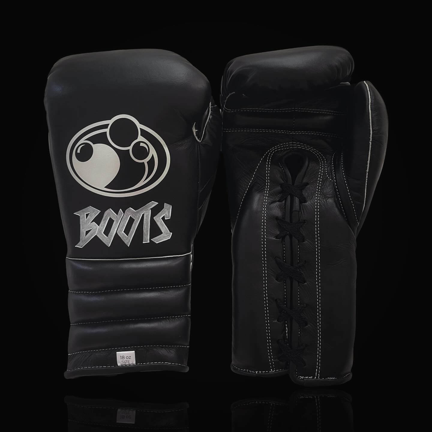 Grant Boxing Gloves in Black colorway - Professional Lace-Up training gloves