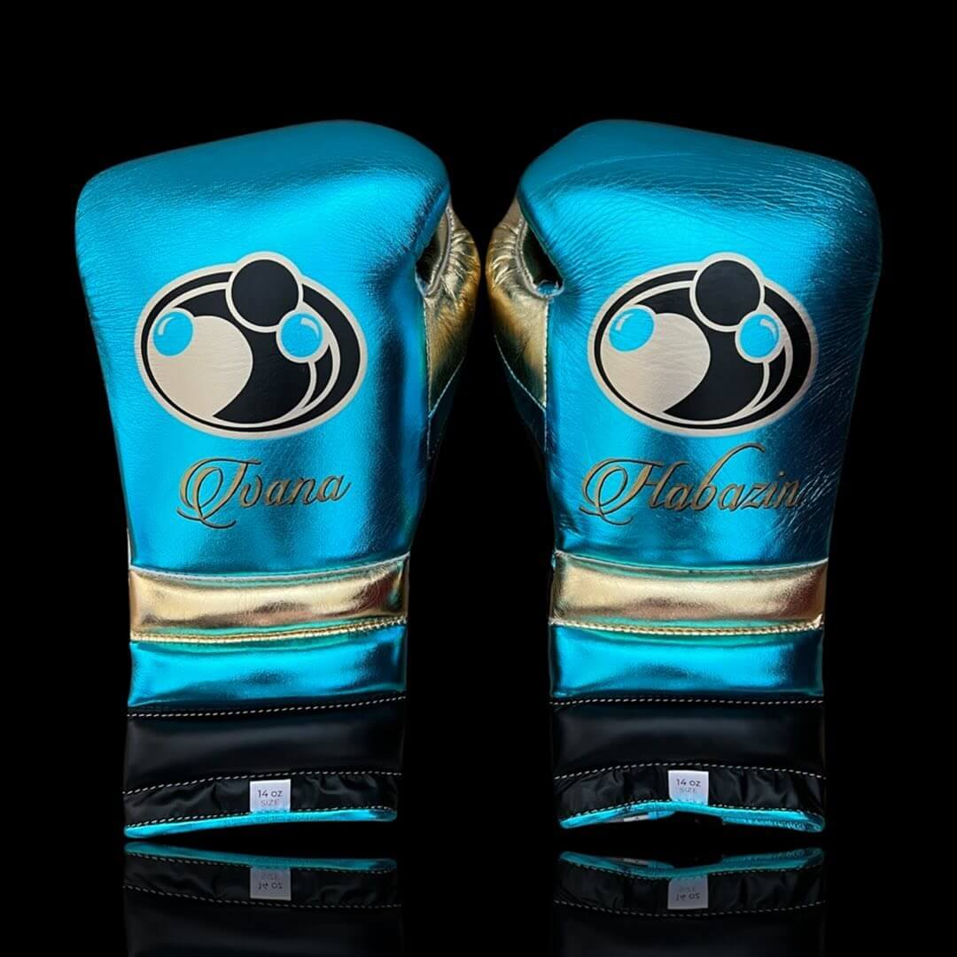 Grant Boxing Gloves in Blue/Gold/Black colorway - Professional Lace-Up training gloves