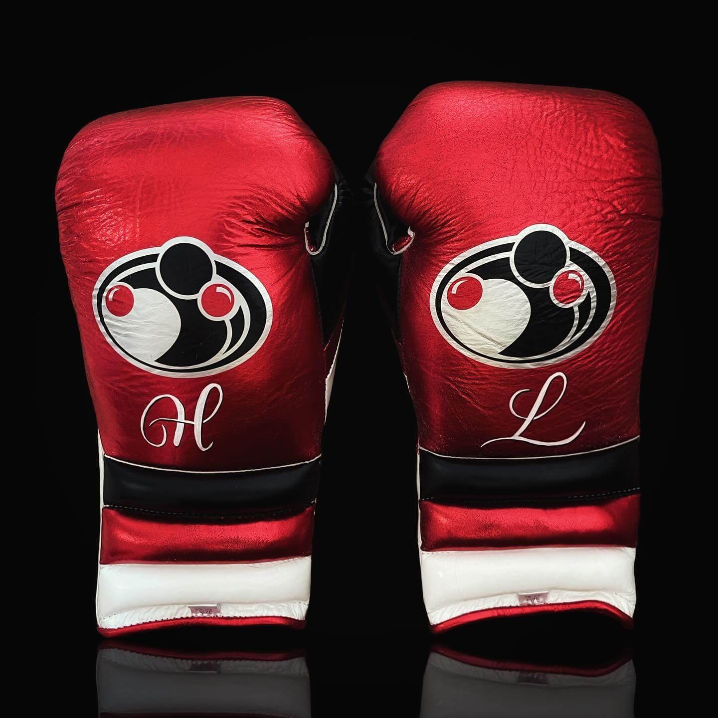 Grant Boxing Gloves in Red/White/Black colorway - Professional Lace-Up training gloves