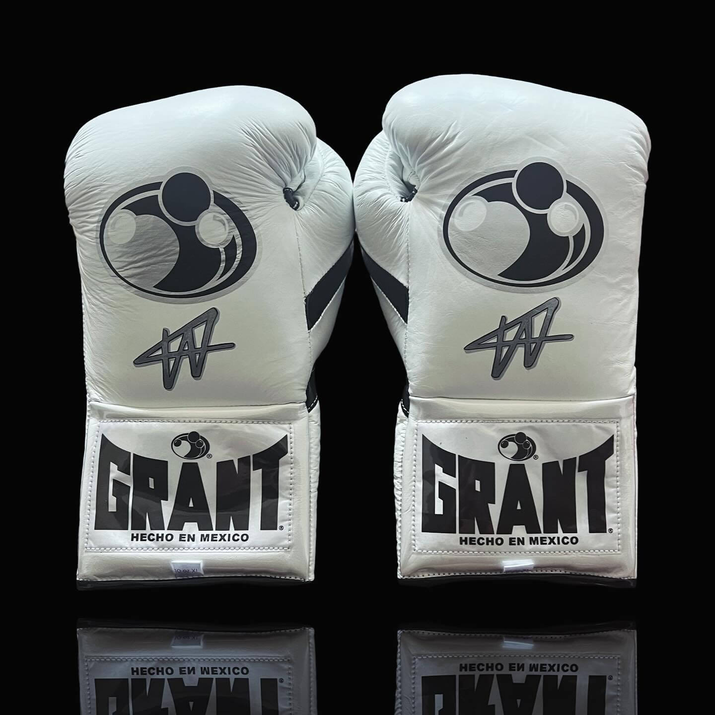 Grant Boxing Gloves in White/Black colorway - Professional Lace-Up training gloves