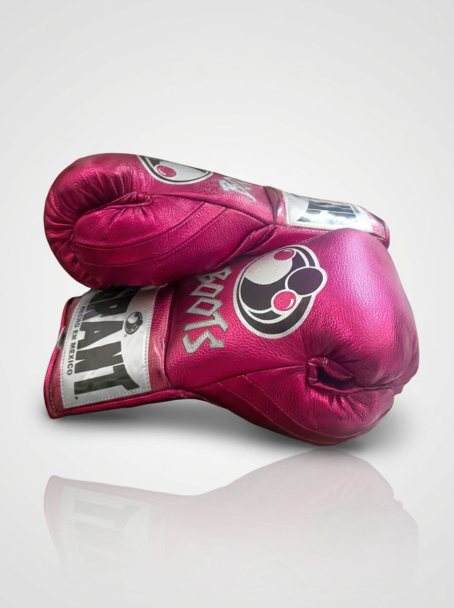 Grant Lace-Up Pro Boxing Gloves – Metallic Pink "Boots"