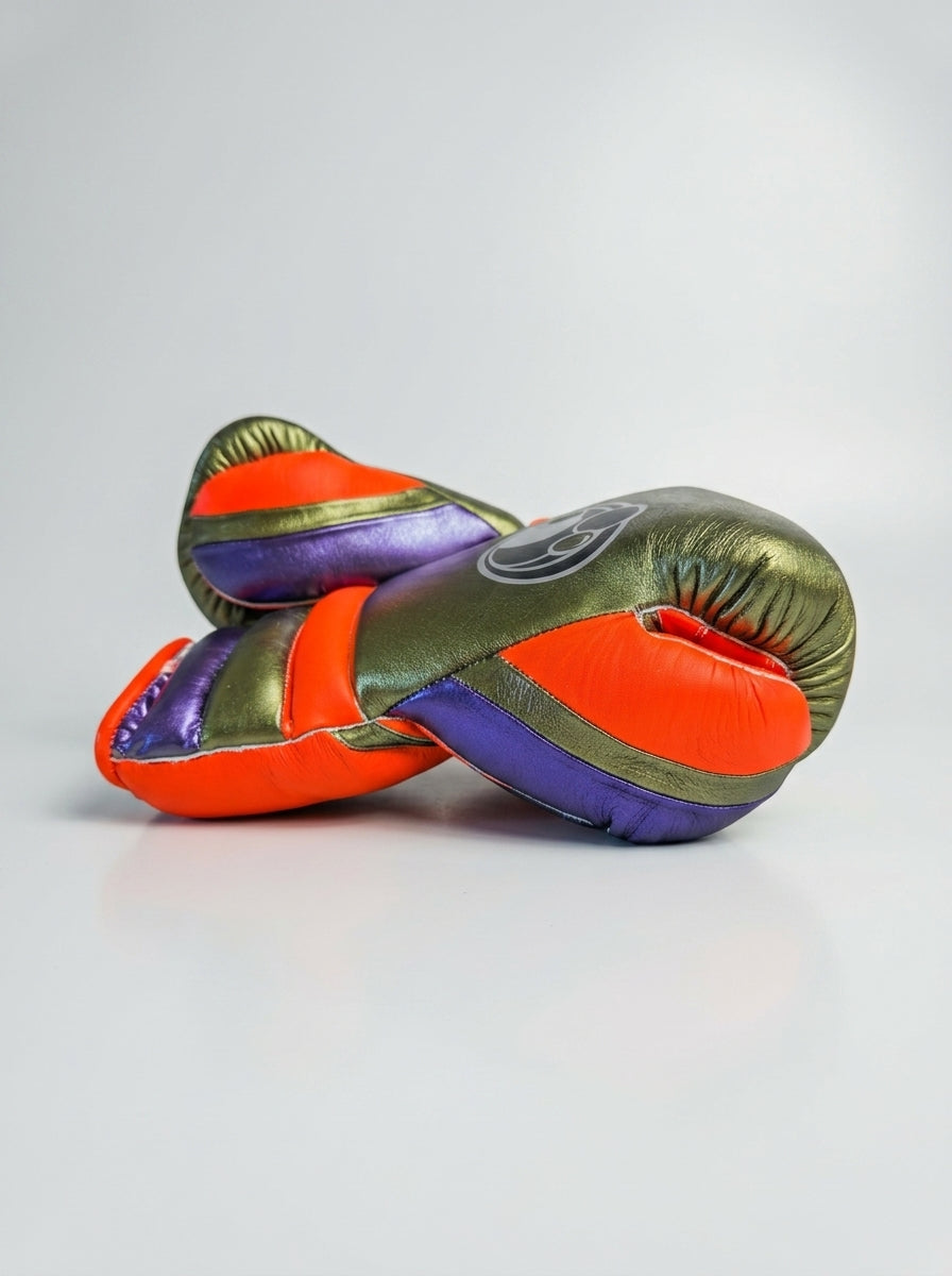 Grant Lace-Up Pro Boxing Gloves – Olive/Orange/Purple