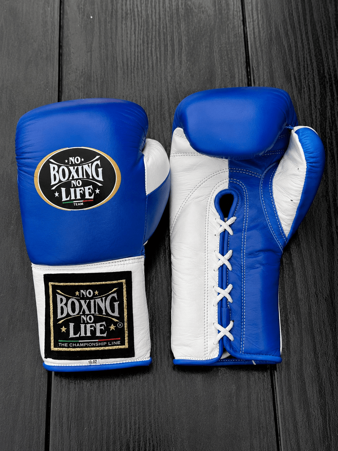 No Boxing No Life Boxing Gloves Blue/White Lace-Up