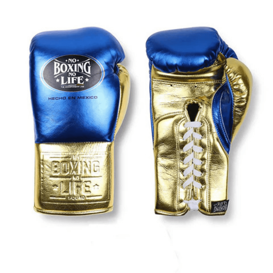 No Boxing No Life Boxing Gloves Blue/Gold Boxing Training