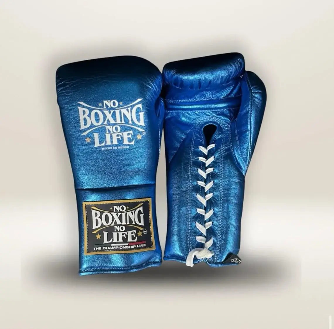 No Boxing No Life Boxing Gloves Navy-Blue Lace-Up 16oz