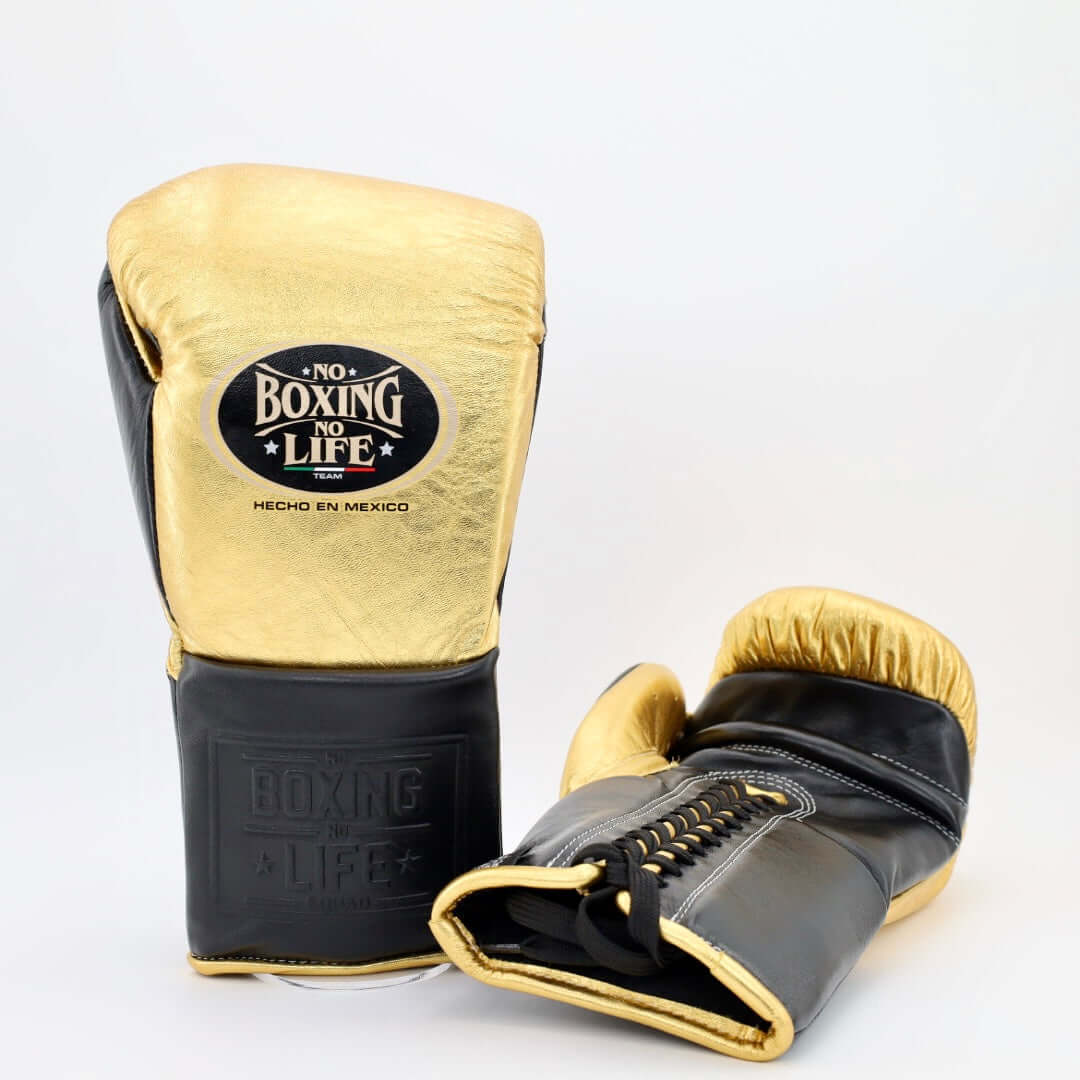 No Boxing No Life Boxing Gloves Gold/Black Leather