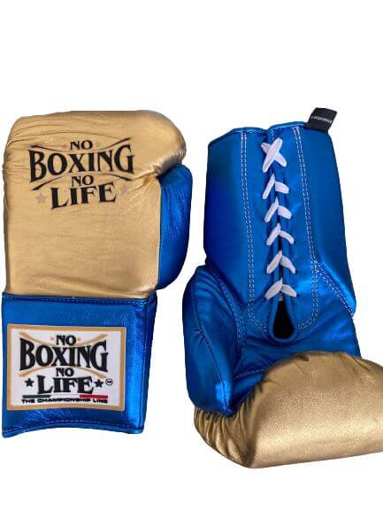 No Boxing No Life Boxing Gloves Gold/Blue Custom