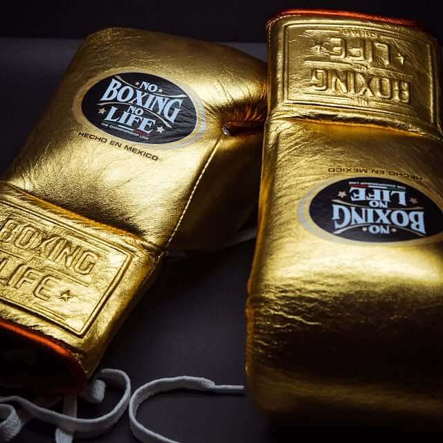 No Boxing No Life Boxing Gloves Gold/Orange Lace-Up