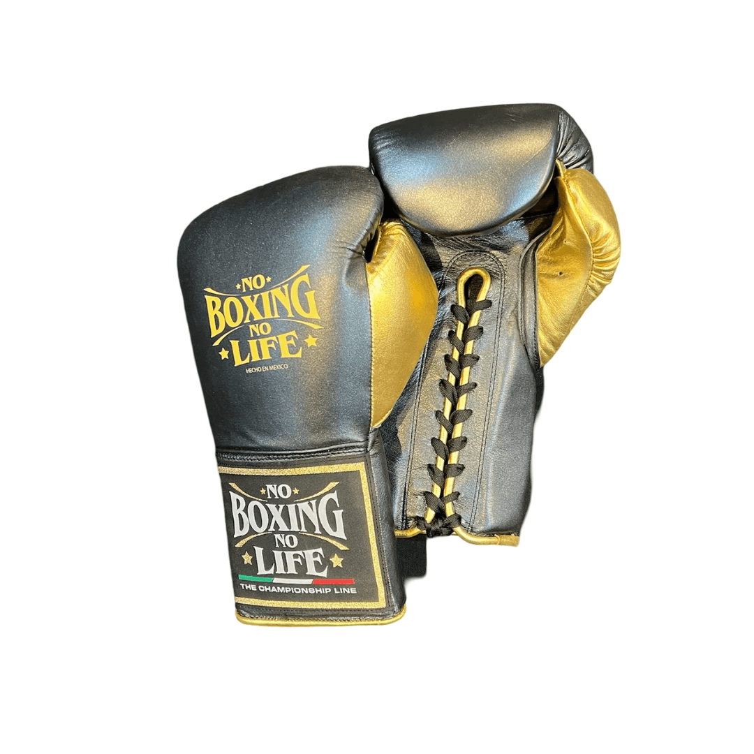 No Boxing No Life Boxing Gloves Grey/Gold Lace-Up Training