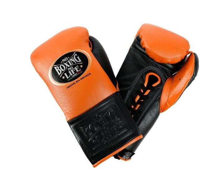 No Boxing No Life Boxing Gloves Orange/Black Leather