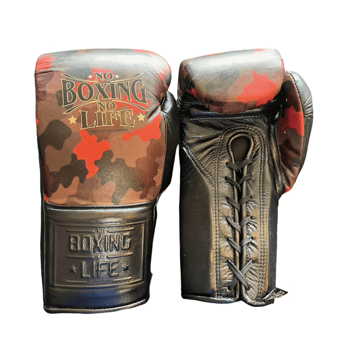 No Boxing No Life Boxing Gloves Orange/Brown Lace-Up Training