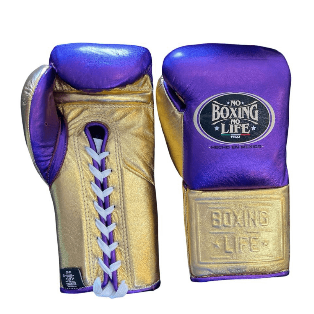No Boxing No Life Boxing Gloves Purple/Gold Leather