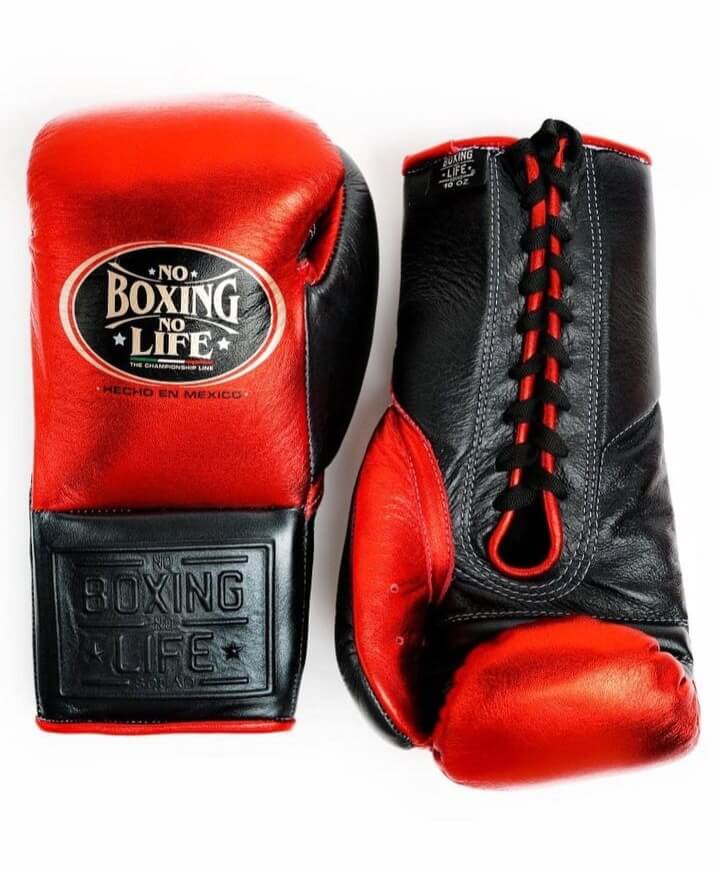 No Boxing No Life Boxing Gloves Red/Black Lace-Up 16oz