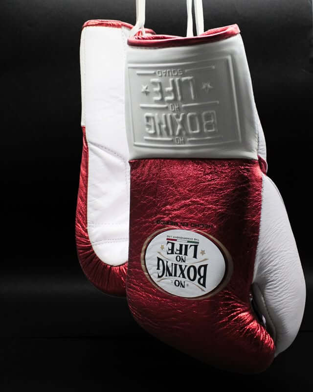 No Boxing No Life Boxing Gloves Red/White Leather