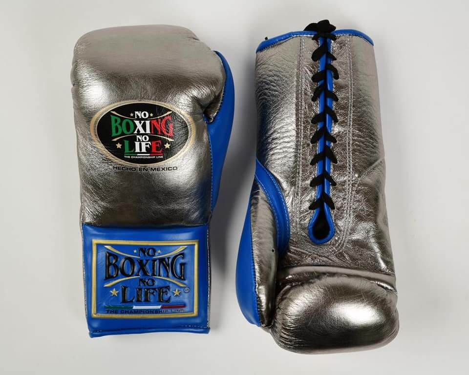 No Boxing No Life Boxing Gloves Silver/Blue Competition