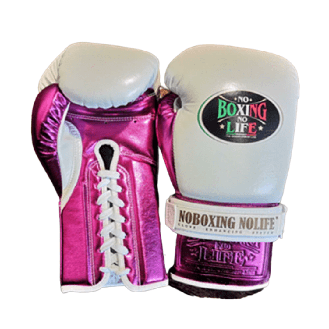 No Boxing No Life Boxing Gloves White/Pink Heavy Bag