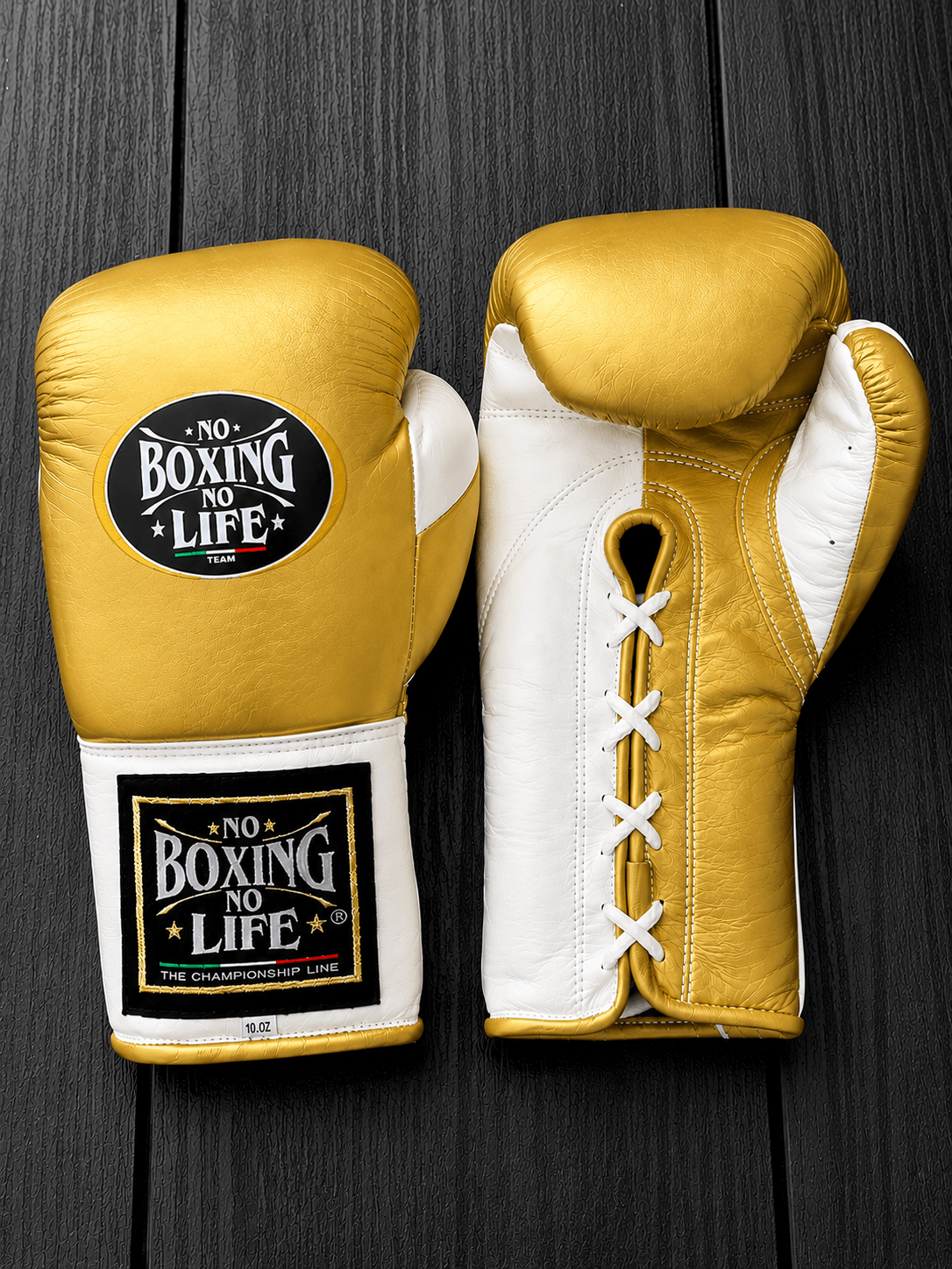 No Boxing No Life Boxing Gloves Gold/White Competition
