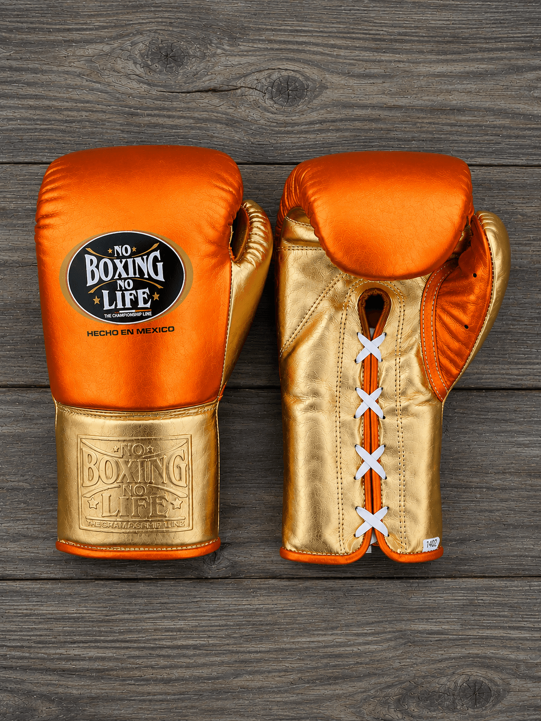 No Boxing No Life Boxing Gloves Orange/Gold Lace-Up