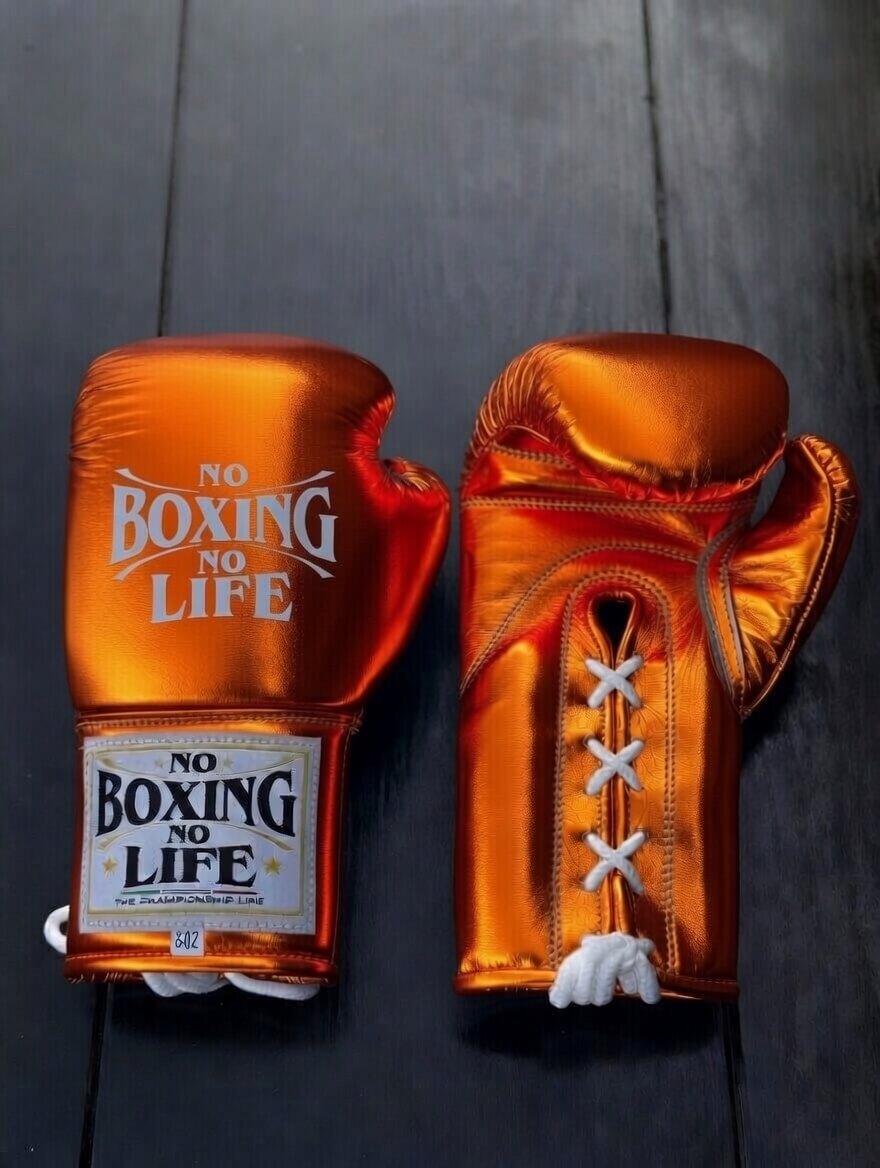 No Boxing No Life Boxing Gloves Orange Leather