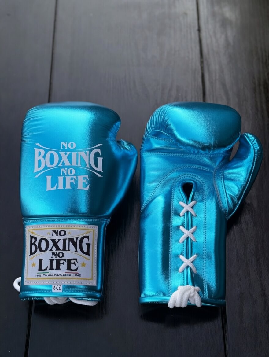 No Boxing No Life Boxing Gloves Sky-Blue Lace-Up