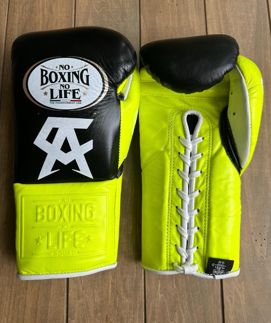 No Boxing No Life Boxing Gloves Black/Yellow Competition