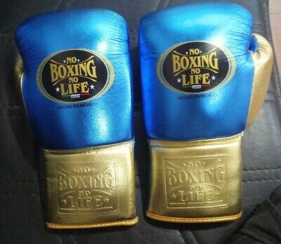 No Boxing No Life Boxing Gloves Blue/Gold Lace-Up
