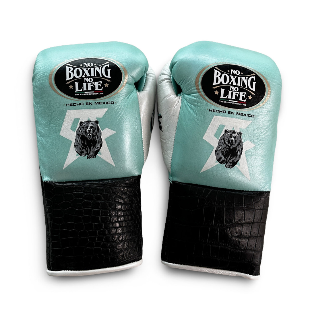No Boxing No Life Boxing Gloves Sea-Green/Black Lace-Up