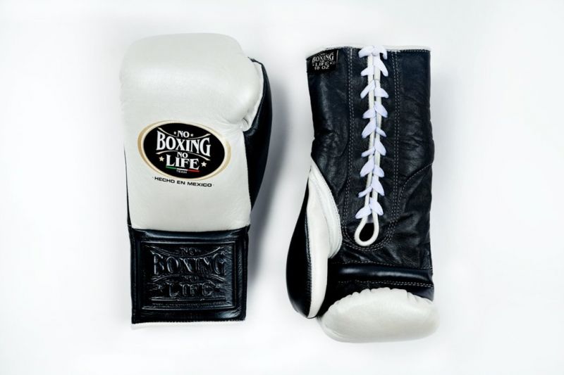 No Boxing No Life Boxing Gloves White/Black Leather