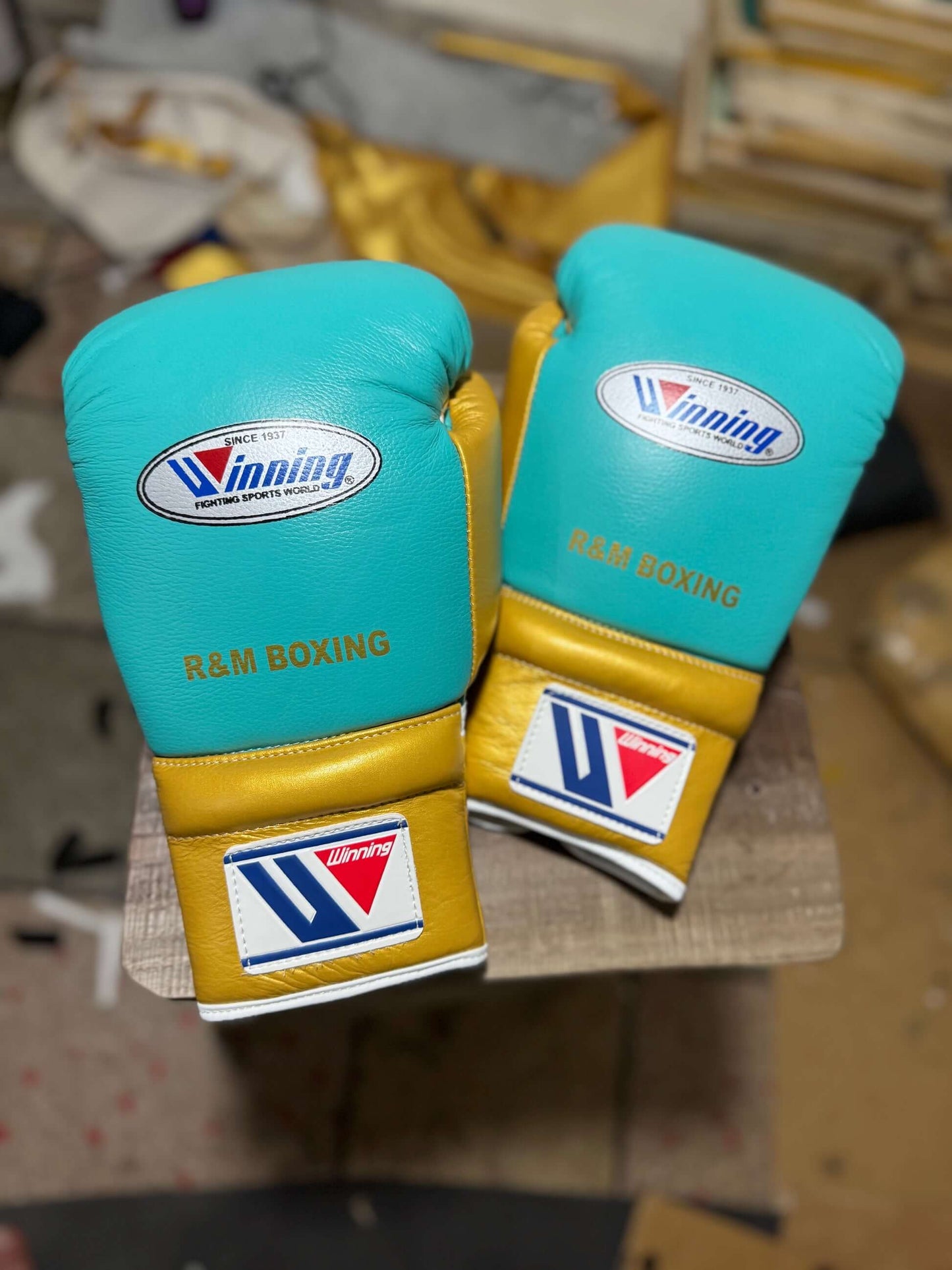 Winning Boxing Gloves Sea-Green/Gold Heavy Bag