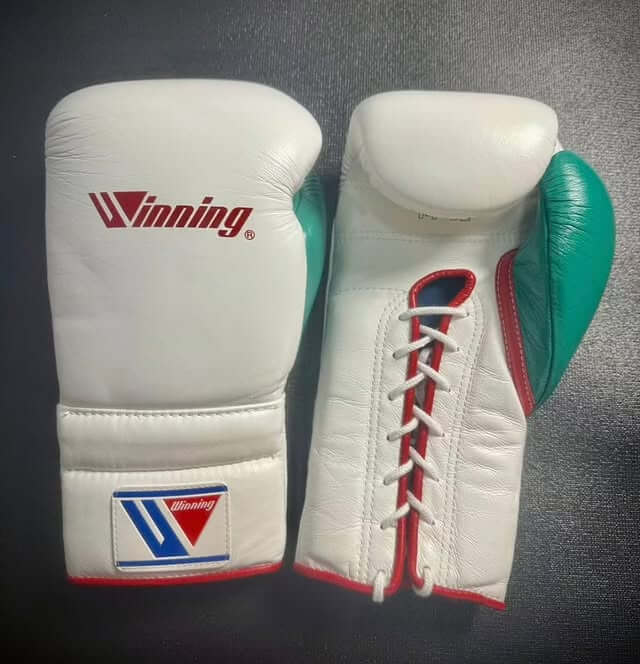 Winning Boxing Gloves White/Red/Green Customizable