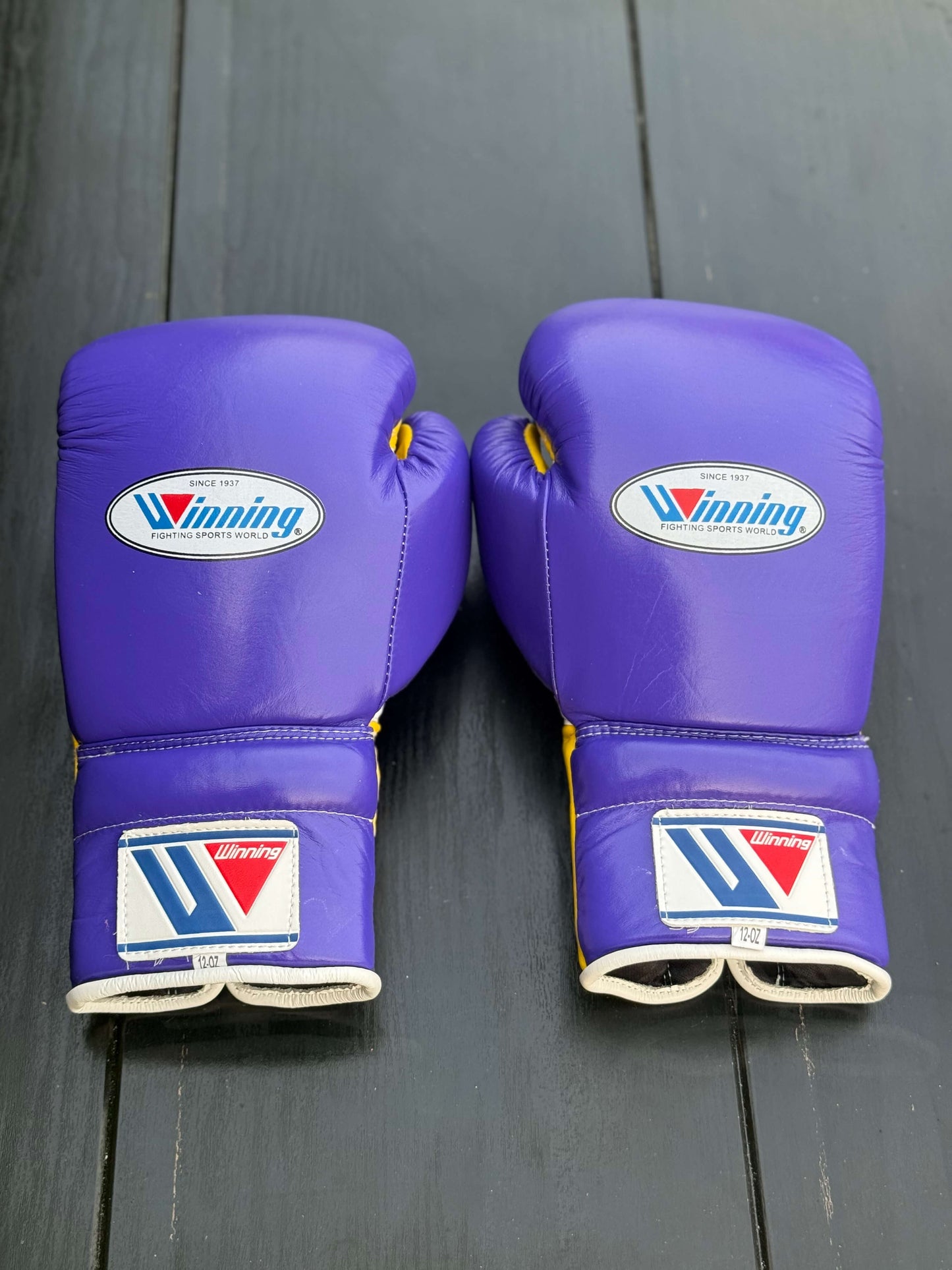 Winning Boxing Gloves Purple/Yellow Custom