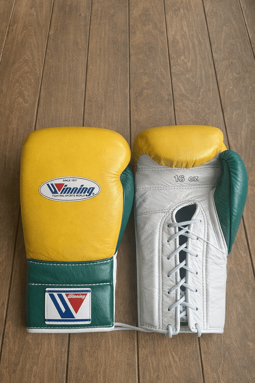 Winning Boxing Gloves Yellow/White/Green Training