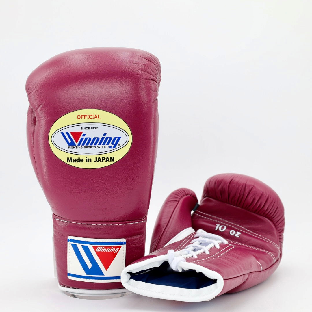 Winning Boxing Gloves Dark-Pink Lace-Up 16oz
