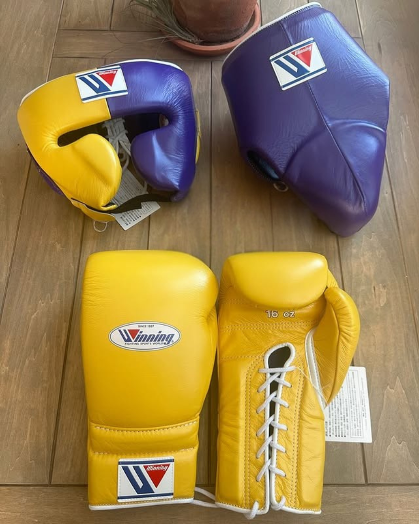 Winning Boxing Gloves Set Yellow/Purple Custom Fit