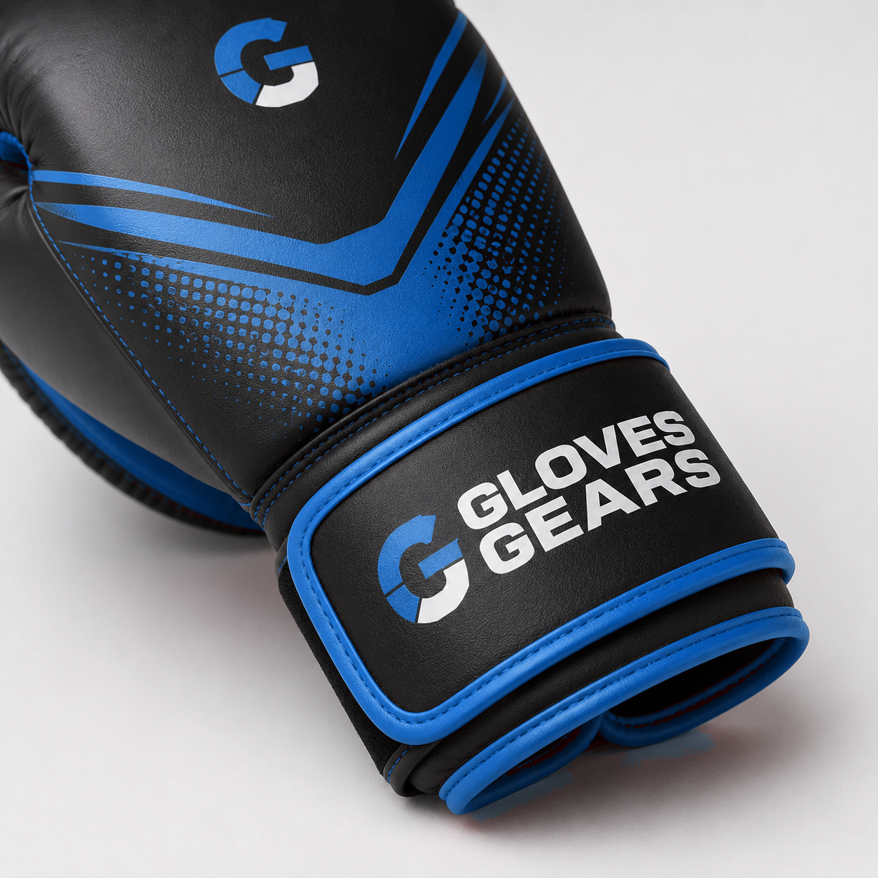 Gloves Gears Velocity Training Boxing Gloves Black Blue close-up detail view