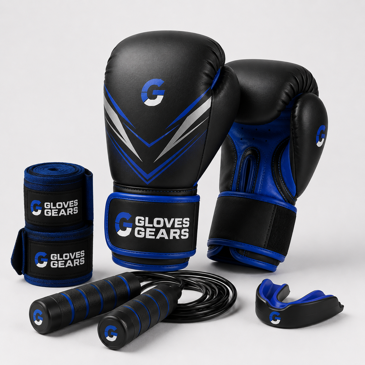 Gloves Gears Velocity Boxing Training Set - Black/Blue