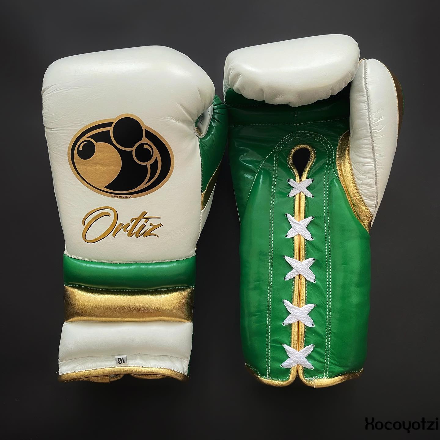 Grant Boxing Gloves White/Green/Gold Lace-Up Training