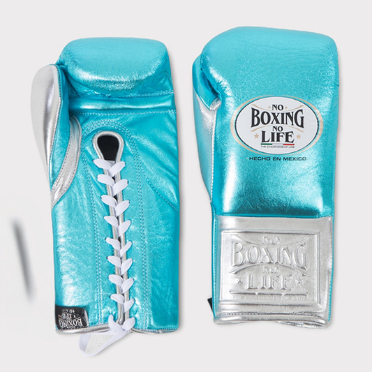 No Boxing No Life Boxing Gloves Sky-Blue/Silver Fitness Boxing