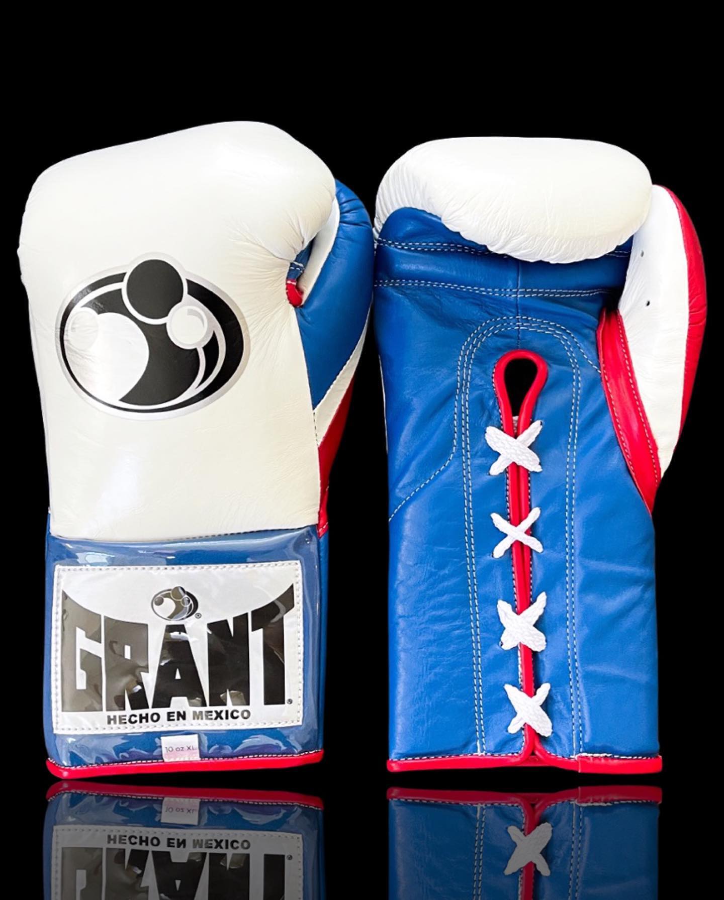 Grant Boxing Gloves White/Blue/Red Lace-Up Training