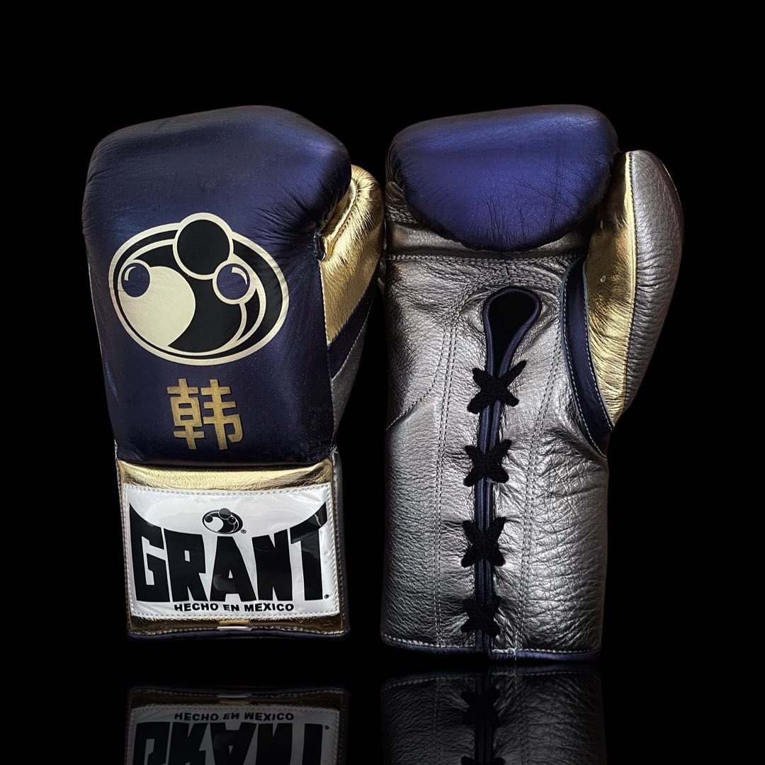 Grant Boxing Gloves Blue/Grey/Gold Custom