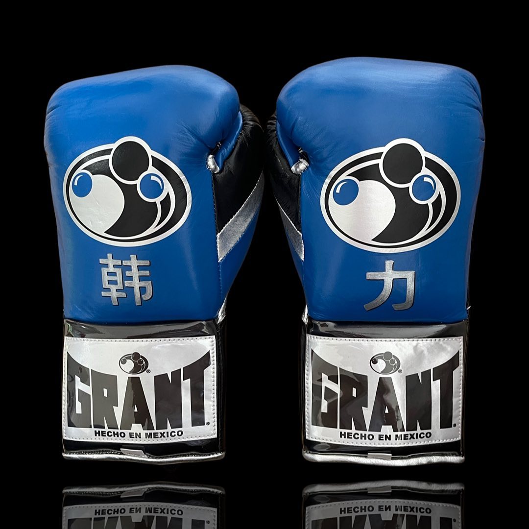 Grant Boxing Gloves Blue/Black/Silver Lace-Up