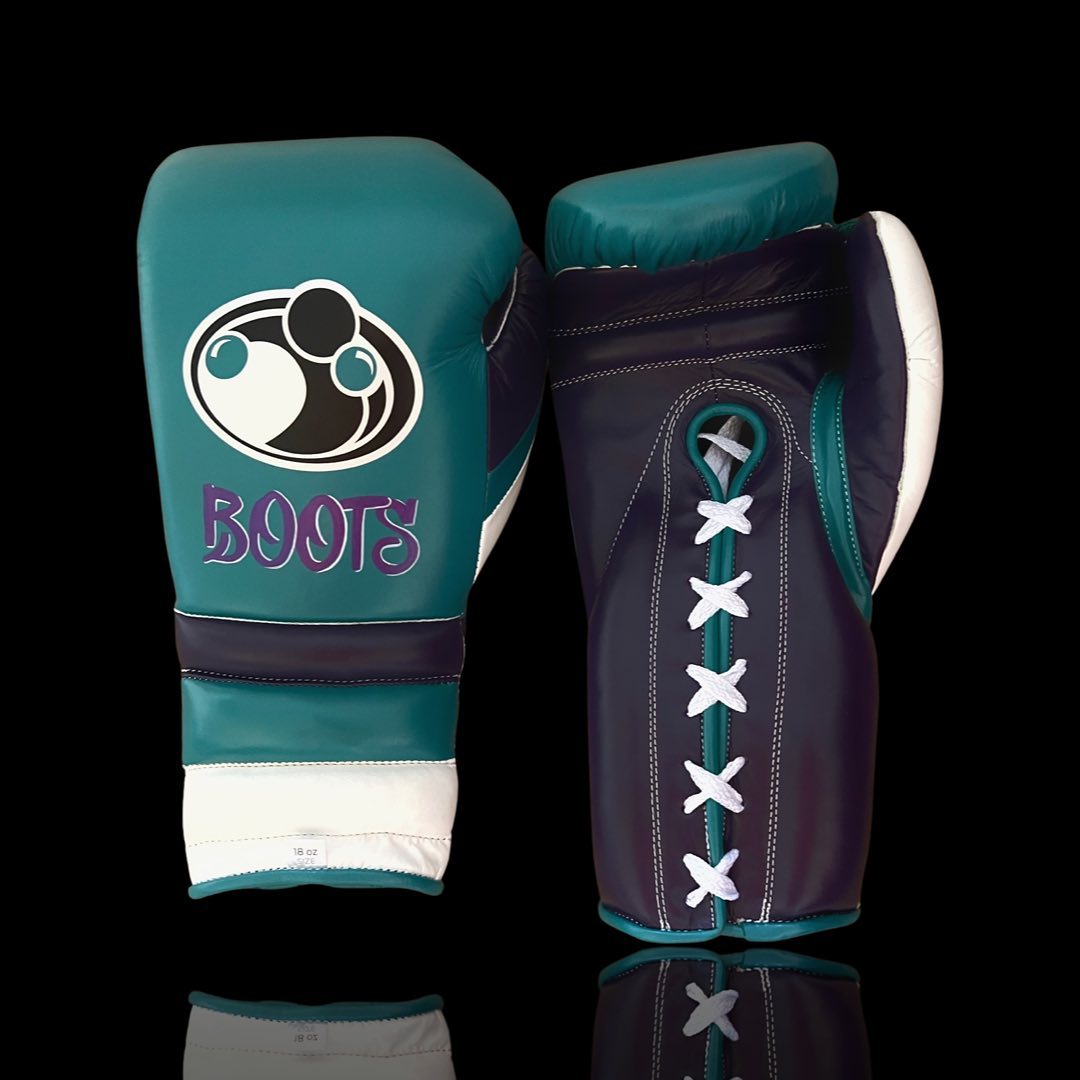 Grant Boxing Gloves Green/Purple/White Leather