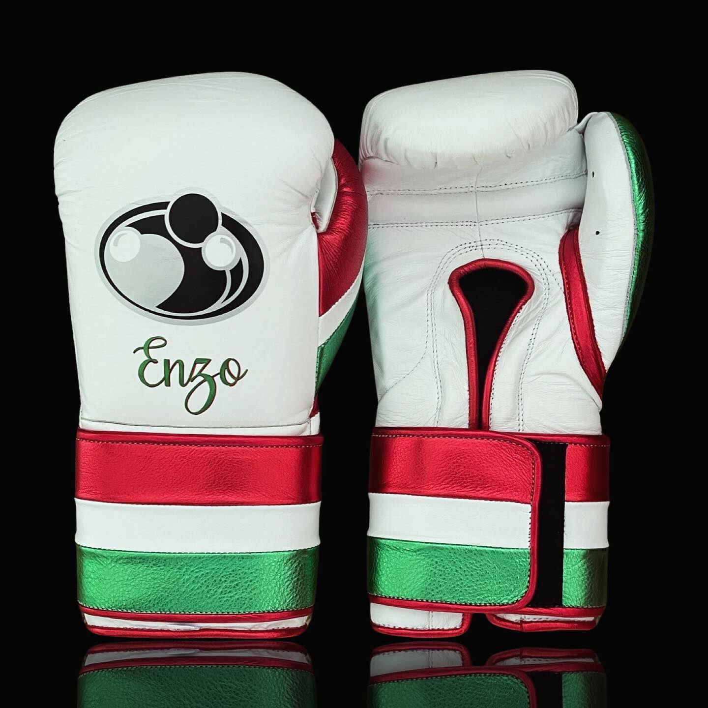 Grant Boxing Gloves White/Red/Green Velcro